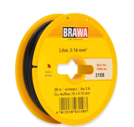 Brawa 3158 - Draad, 0,14 mm², 25mtr, zwart