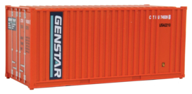 Walthers 949-8003 - 20' Corrugated Container with Flat Panel, Genstar (orange, blue, white) (HO)