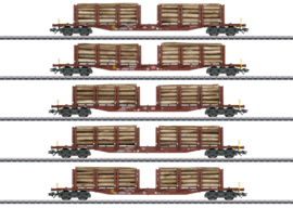 Märklin 47154 - DB AG, Set rongenwagons voor hout-transport.(HO)