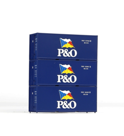 Piko 56200 - Set (3) 20 Container P&O (HO)