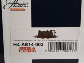 Hattons H4-AB14-002 - GWR, Andrew Barclay Sons & Company 0-4-0ST 14" (OO|DC)