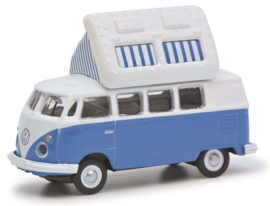 Schuco 26711 - VW T1c camper, blauw/wit (HO)