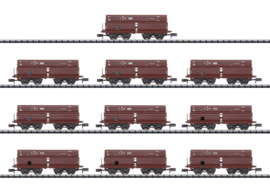 Minitrix 15013 - DRB, Display mit 10 Selbstentladewagen Erz IId (N|DC)