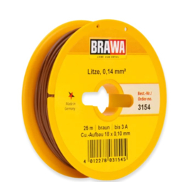 Brawa 3154 - Draad, 0,14 mm², 25mtr, bruin
