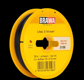 Brawa 3158 - Draad, 0,14 mm², 25mtr, zwart