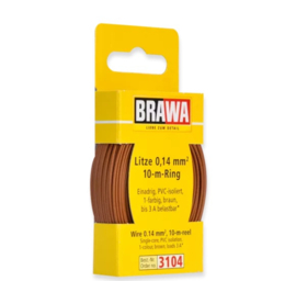 Brawa 3104 - Draad, 0,14 mm², 10mtr, bruin