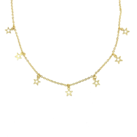 7 little open stars necklace - gold