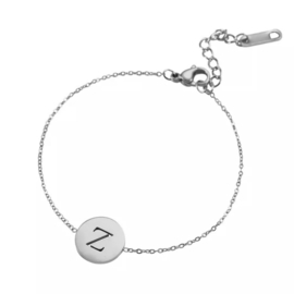 Letter armband coin - initiaal Z - zilver
