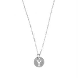 Letter ketting coin - initiaal Y - zilver