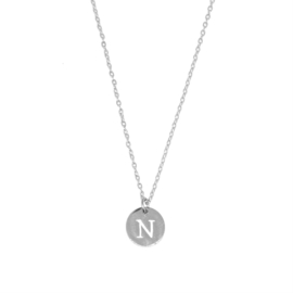 Letter ketting coin - initiaal N - zilver