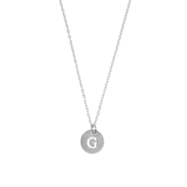 Letter ketting coin - initiaal G - zilver