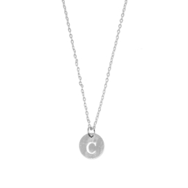Letter ketting coin - initiaal C - zilver