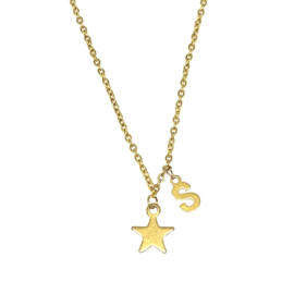 Letter ketting ster - initiaal S - goud