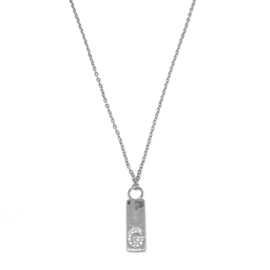 Letter ketting tag - initiaal G - zilver