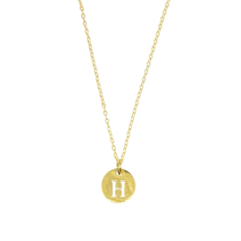 Letter ketting coin - initiaal H - goud