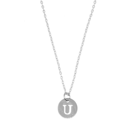 Letter ketting coin - initiaal U - zilver