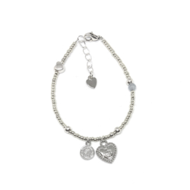 Bracelet with 2 beads - silver