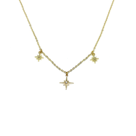 3 shiny stars necklace - gold