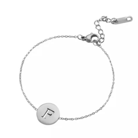 Letter armband coin - initiaal F - zilver