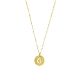 Letter ketting coin - initiaal G - goud