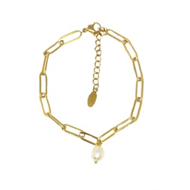 Link bracelet pearls - gold