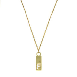 Letter ketting tag - initiaal F - goud