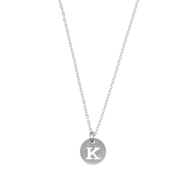 Letter ketting coin - initiaal K - zilver