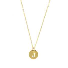 Letter ketting coin - initiaal J - goud