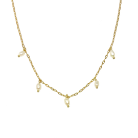 5 pearls necklace - gold