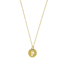 Letter ketting coin - initiaal P - goud