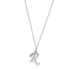 Letter ketting - initiaal R - zilver