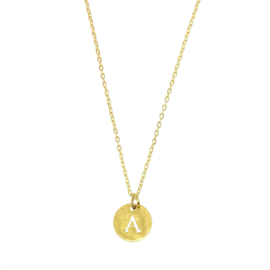 Letter ketting coin - initiaal A - goud