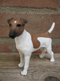 beeldje Fox Terrier gladhaar bruin-wit