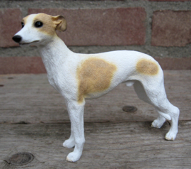 beeldje Whippet wit-tan