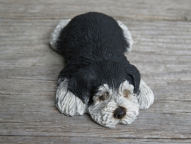 (nieuw)vintage beeldje Schnauzer zwart-grijs