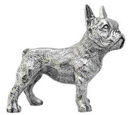 beeldje Franse Bulldog zilvertin M/V