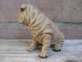 beeldje Sharpei zittend bruin