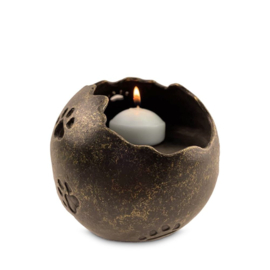 urn in brons met theelicht 'The light of your soul'