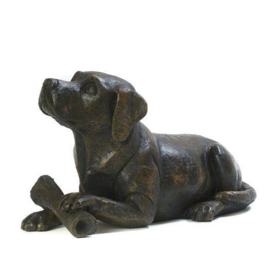 asbeeld/urn hond met bot | 40 cm