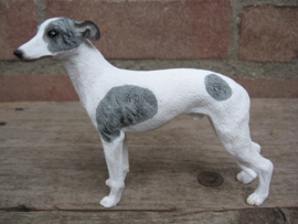 beeldje Whippet wit-grijs