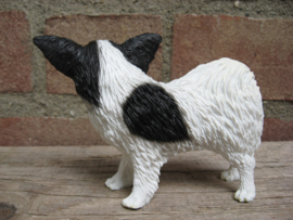 beeldje Papillon/Vlinderhond wit-zwart