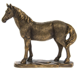 beeldje staand paard in bronskleur
