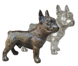 beeldje Franse Bulldog zilvertin M/V