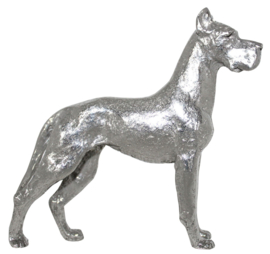 beeldje Duitse Dog  zilvertin met gecoupeerde oren
