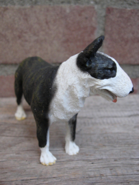 beeldje Engelse Bull Terrier brindle-wit