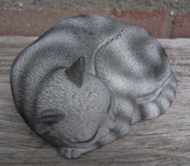 kattenbeeldje 'pleasant dreams' grijs tabby