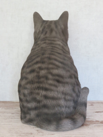 beeld/asbeeld/urn Kat zittend grijs | 29 cm