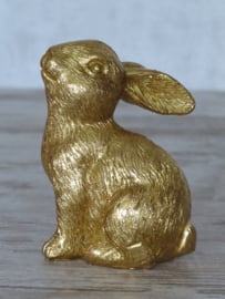 beeldje rechtop zittend konijn goudkleur
