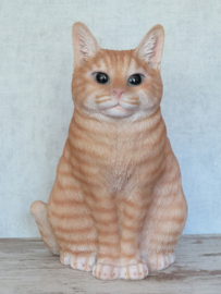 beeld/asbeeld/urn Kat zittend rood | 29 cm
