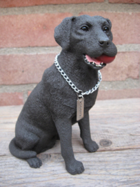 beeldje Labrador chocolate met bal